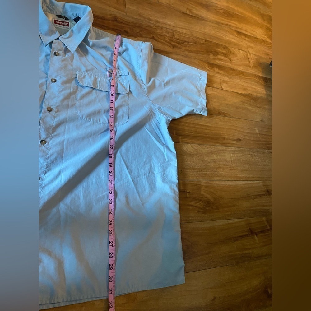 Wrangler Plus Size Mens Light Blue Button Down Shirt Size 3XL - Picture 10 of 11